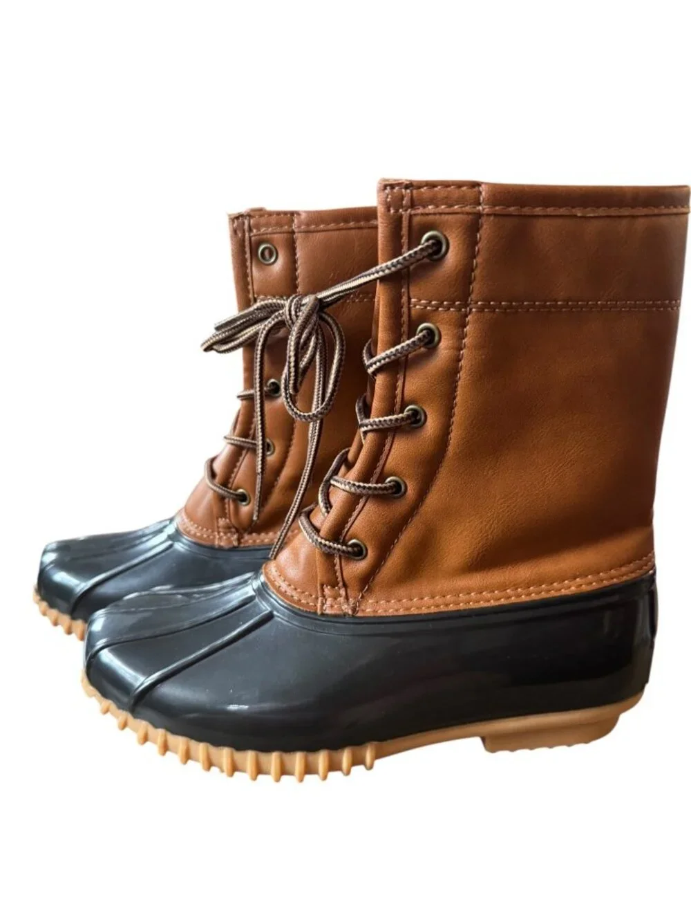 The Original Duck Boot By Sporto  YOUTH  Size 6M Tan & Black Faux Fur Lined Wate
